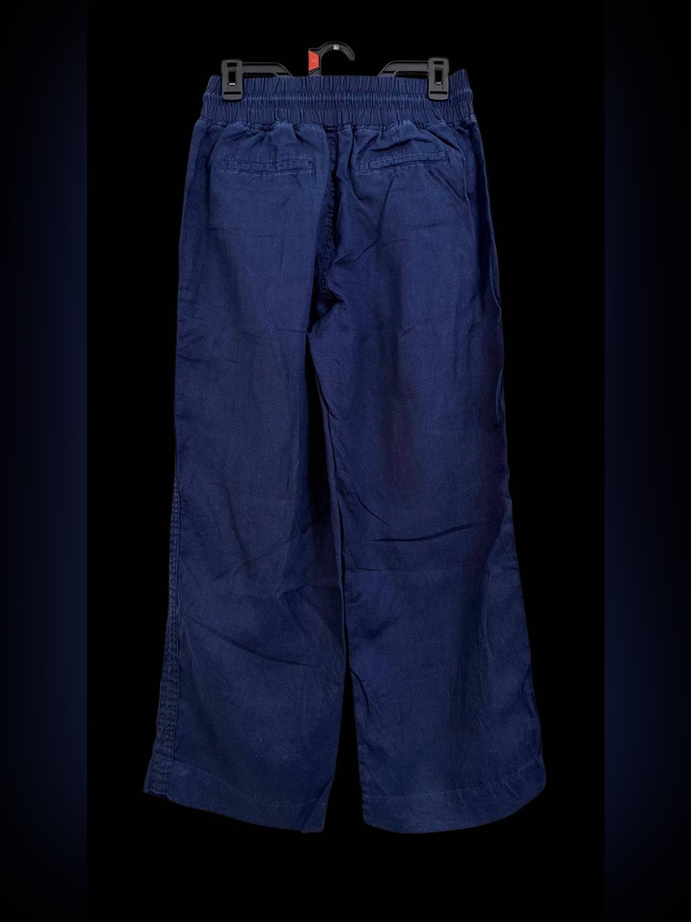 Quince 100% European Linen Wide Leg Pants Navy Blue Elastic Waist Size S Pockets - Picture 3 of 4